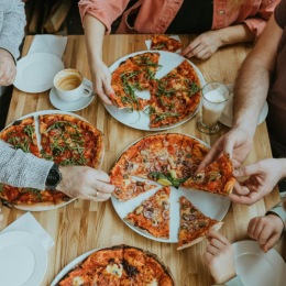 friends having pizza